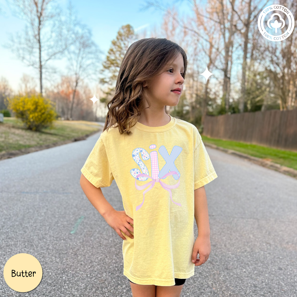 Six Birthday Girl Shirt With Ribbon, 6th Birthday Shirt, In My Six Era Birthday Tee