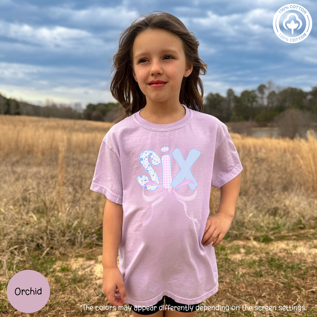 Six Birthday Girl Shirt With Ribbon, 6th Birthday Shirt, In My Six Era Birthday Tee