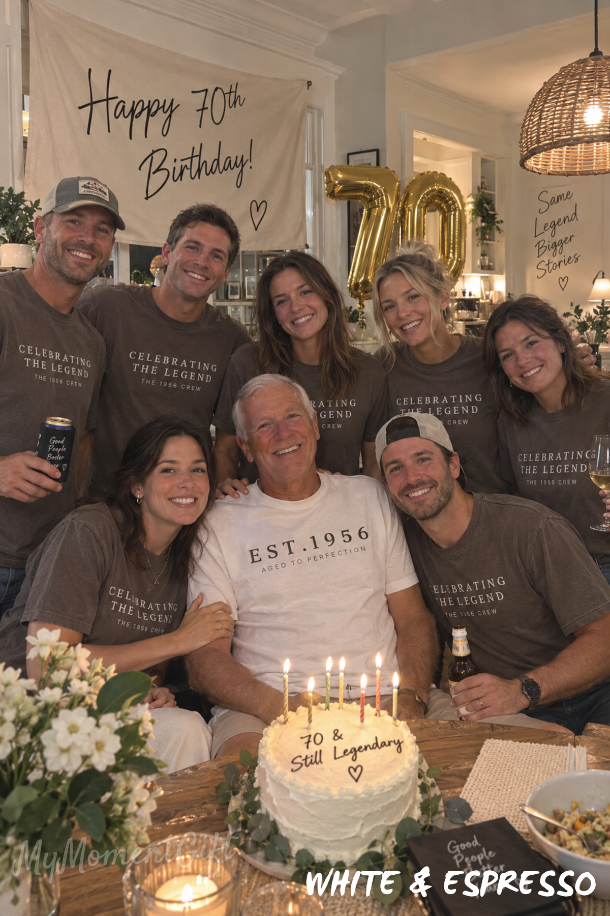 70th Birthday Shirts for Family – Est. 1956 Birthday Girl & Celebrating the Legend Crew Tees