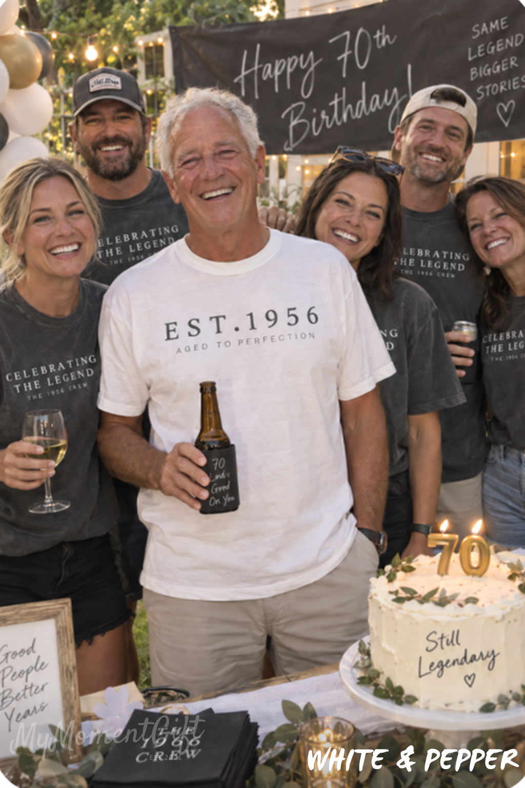 70th Birthday Shirts for Family – Est. 1956 Birthday Girl & Celebrating the Legend Crew Tees