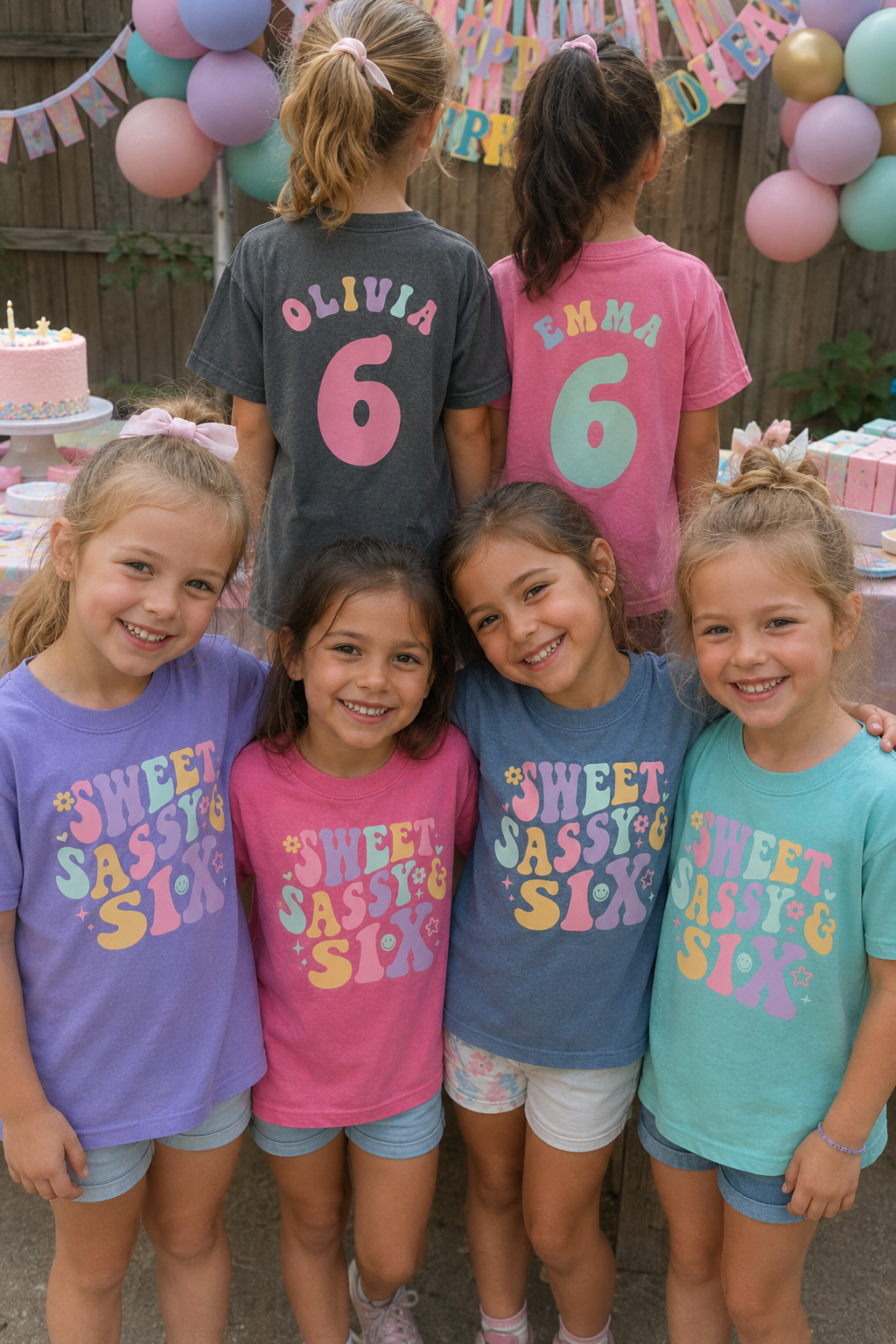 Retro Sweet Sassy Six - Custom 6th Birthday Girl Shirt - Add Kid's Name