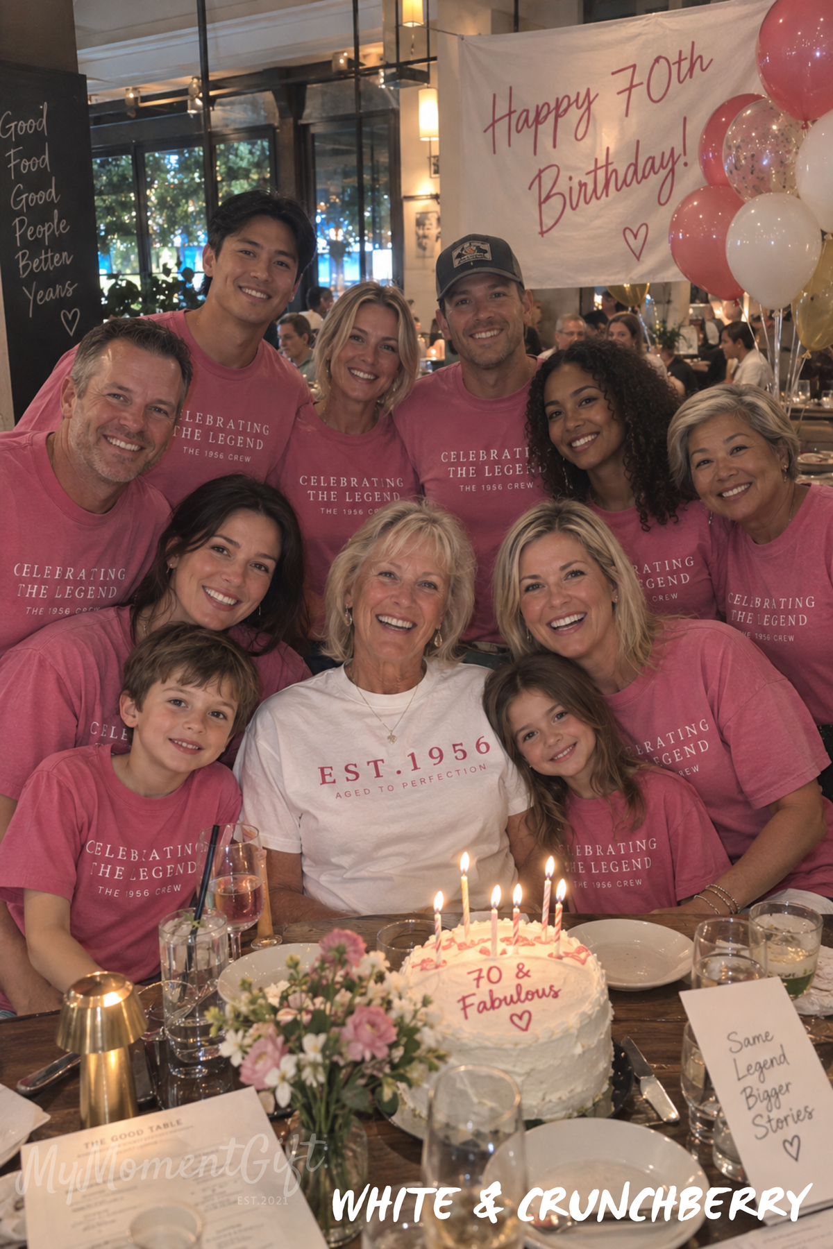 70th Birthday Shirts for Family – Est. 1956 Birthday Girl & Celebrating the Legend Crew Tees