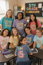 Personalized 5th Grade Shirt for Girls | Hello Fifth Grade Comfort Colors Tee | Custom Name Back to School Shirt