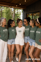 Matching Bride & Bridesmaid Shirts with Bow Design