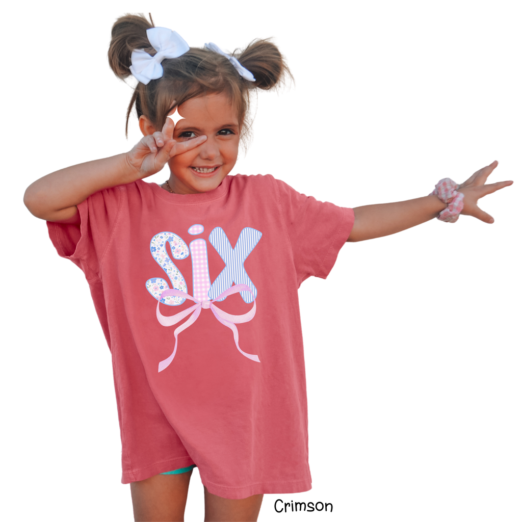 Six Birthday Girl Shirt With Ribbon, 6th Birthday Shirt, In My Six Era Birthday Tee