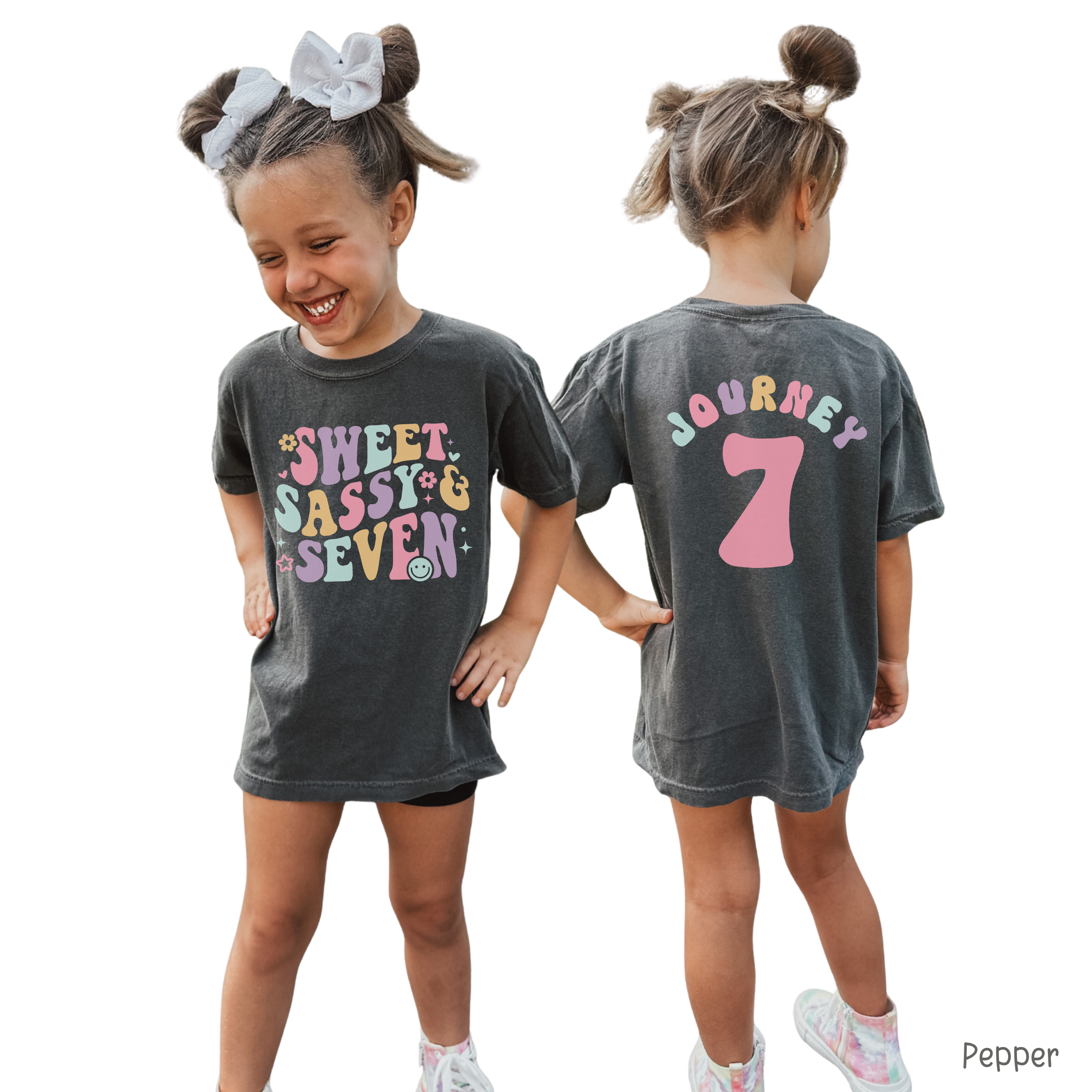 Retro Sweet Sassy Seven - Custom 7th Birthday Girl Shirt - Add Kid's Name