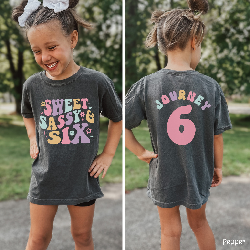 Retro Sweet Sassy Six - Custom 6th Birthday Girl Shirt - Add Kid's Name