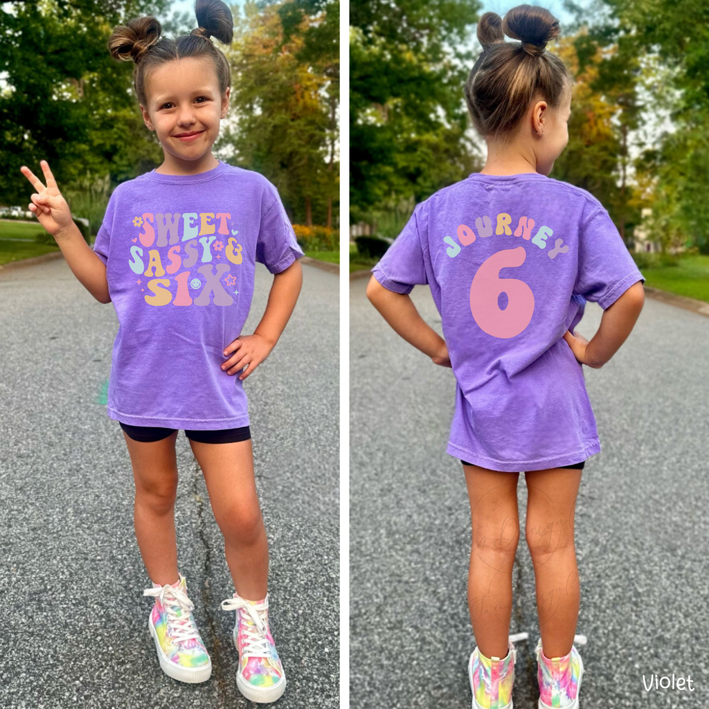 Retro Sweet Sassy Six - Custom 6th Birthday Girl Shirt - Add Kid's Name