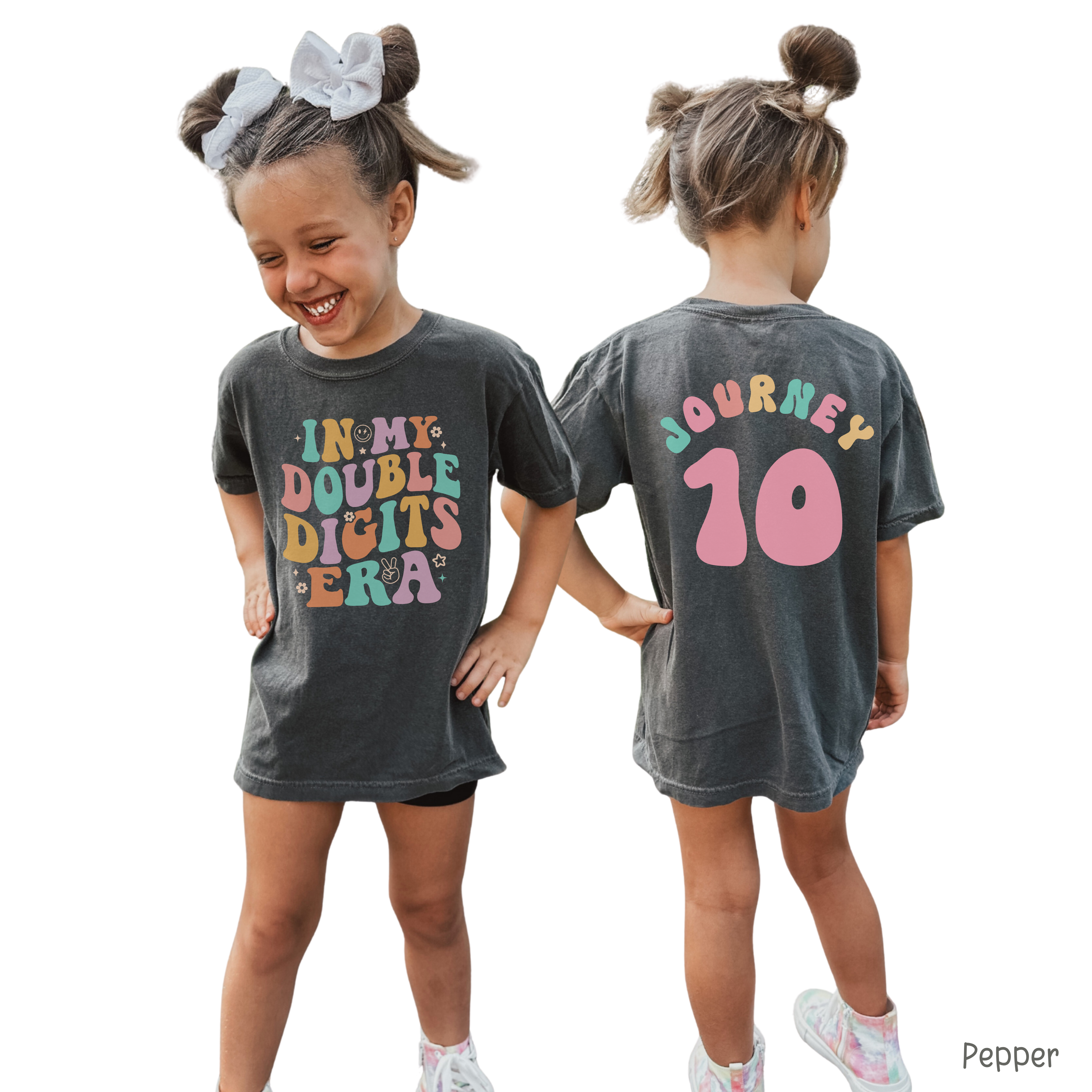 Retro In My Double Digits Era - Custom 10th Birthday Girl Shirt - Add Kid's Name