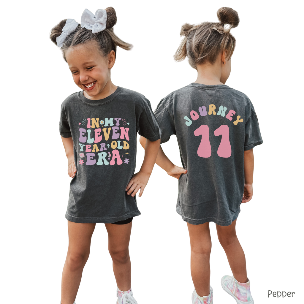 Retro In My Eleven Year Old Era - Custom 11th Birthday Girl Shirt - Add Kid's Name