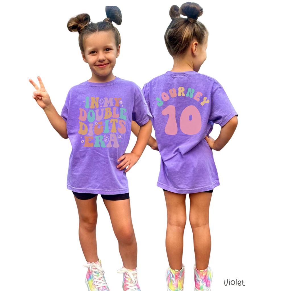Retro In My Double Digits Era - Custom 10th Birthday Girl Shirt - Add Kid's Name