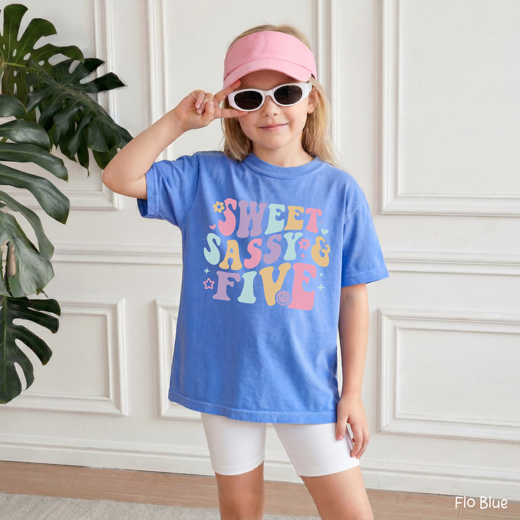 Retro Sweet Sassy Five - Custom 5th Birthday Girl Shirt - Add Kid's Name