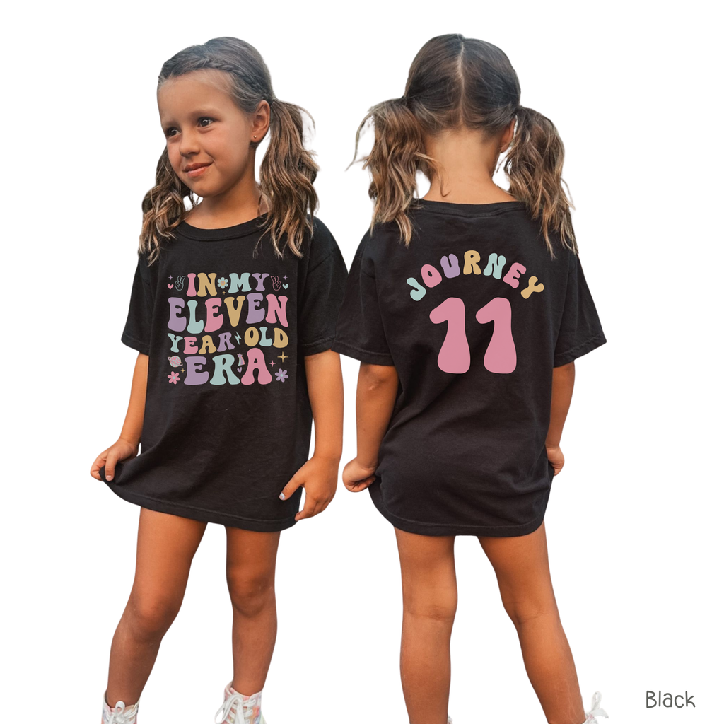Retro In My Eleven Year Old Era - Custom 11th Birthday Girl Shirt - Add Kid's Name