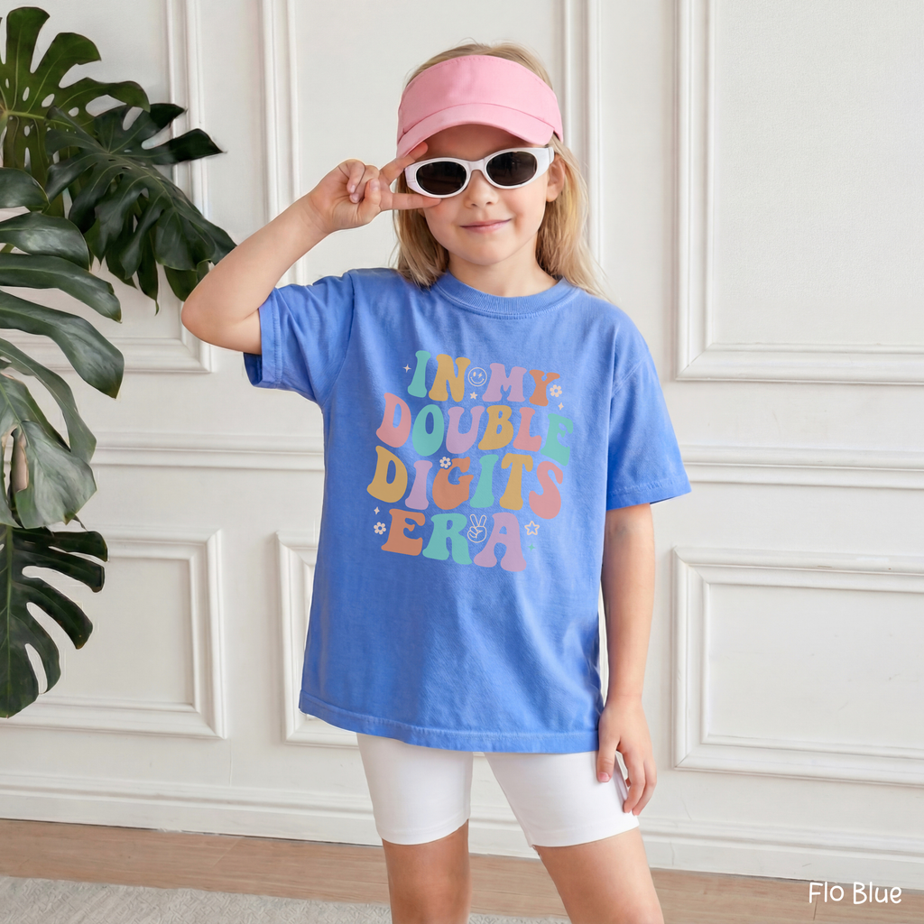 Retro In My Double Digits Era - Custom 10th Birthday Girl Shirt - Add Kid's Name