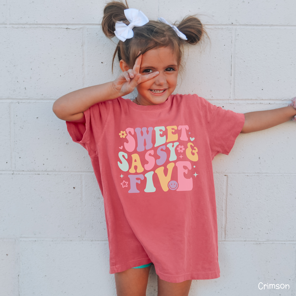 Retro Sweet Sassy Five - Custom 5th Birthday Girl Shirt - Add Kid's Name