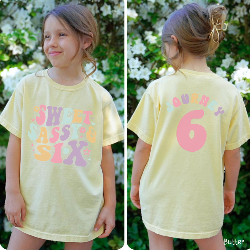 Retro Sweet Sassy Six - Custom 6th Birthday Girl Shirt - Add Kid's Name