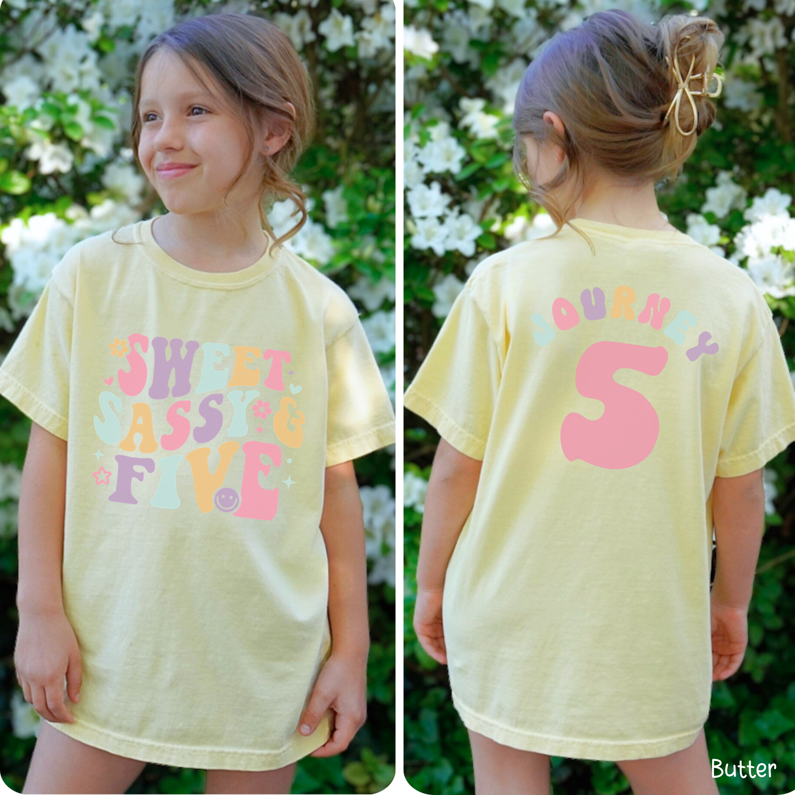 Retro Sweet Sassy Five - Custom 5th Birthday Girl Shirt - Add Kid's Name