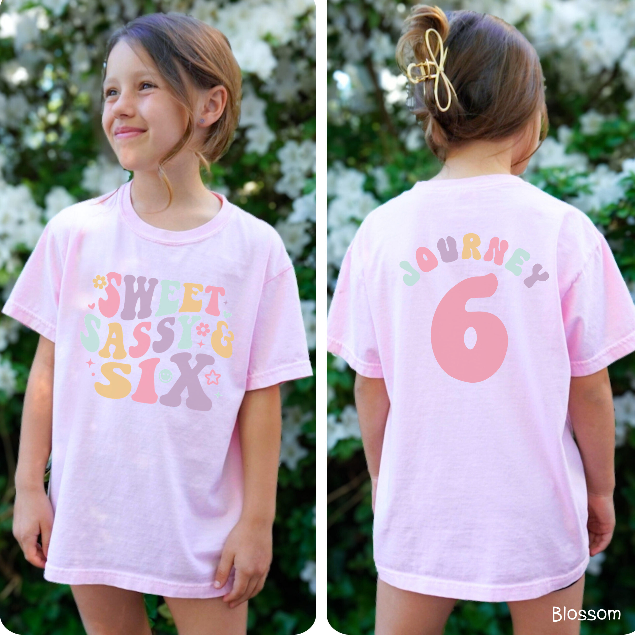 Retro Sweet Sassy Six - Custom 6th Birthday Girl Shirt - Add Kid's Name