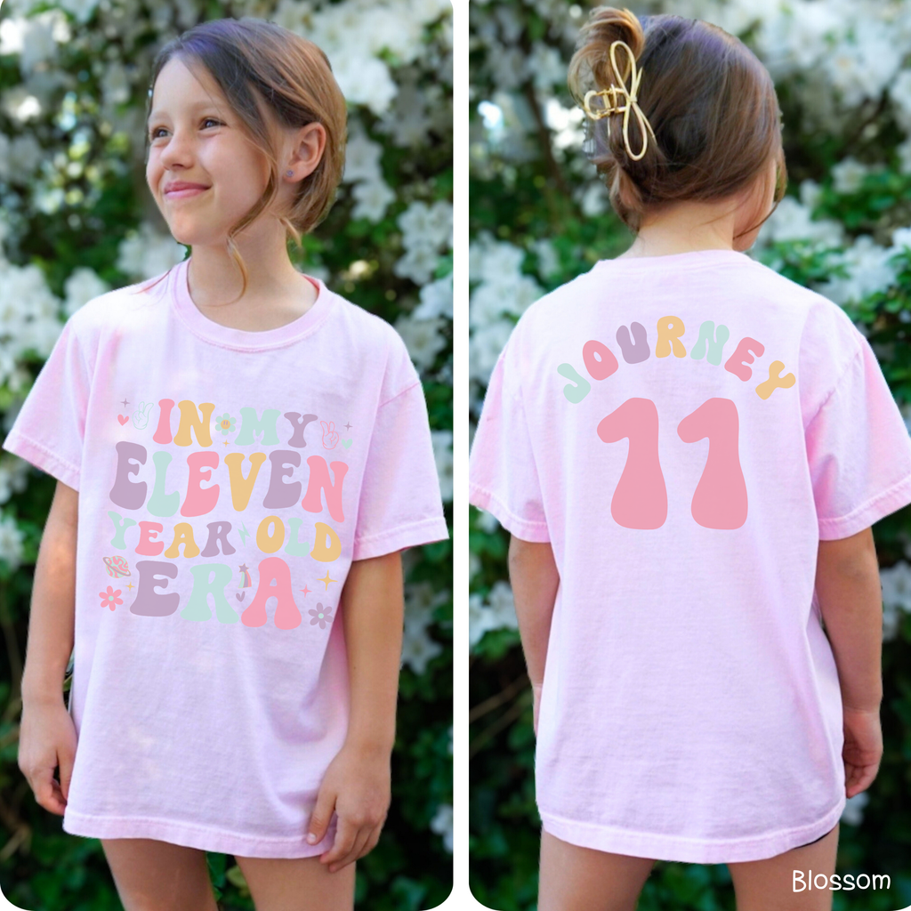 Retro In My Eleven Year Old Era - Custom 11th Birthday Girl Shirt - Add Kid's Name