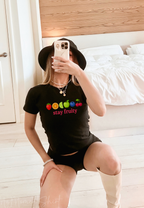 Stay Fruity Lesbian Pride Crop Tee | LGBTQ Pride Y2K Aesthetic Shirt