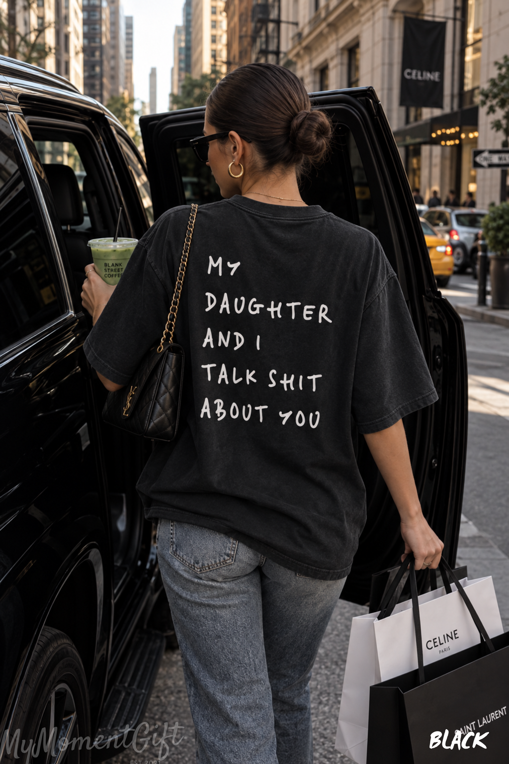 My Daughter and I Talk Shit About You Shirt – Funny Dad Back Print Tee