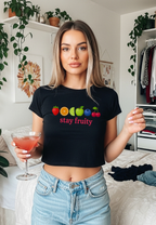 Stay Fruity Lesbian Pride Crop Tee | LGBTQ Pride Y2K Aesthetic Shirt