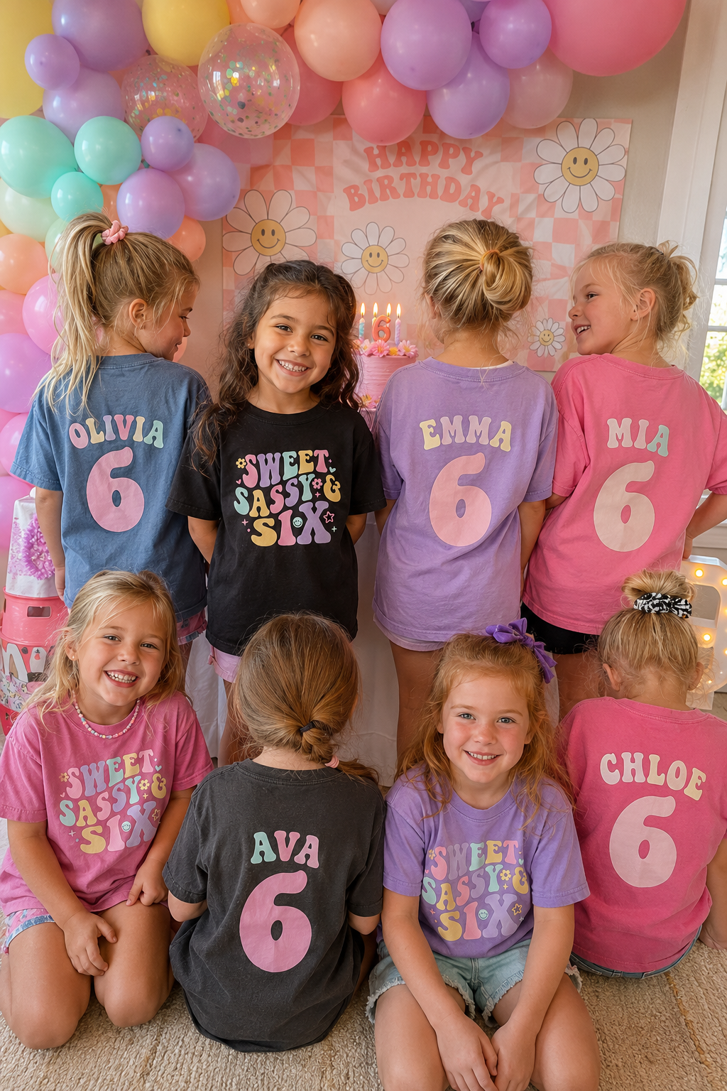Retro Sweet Sassy Six - Custom 6th Birthday Girl Shirt - Add Kid's Name