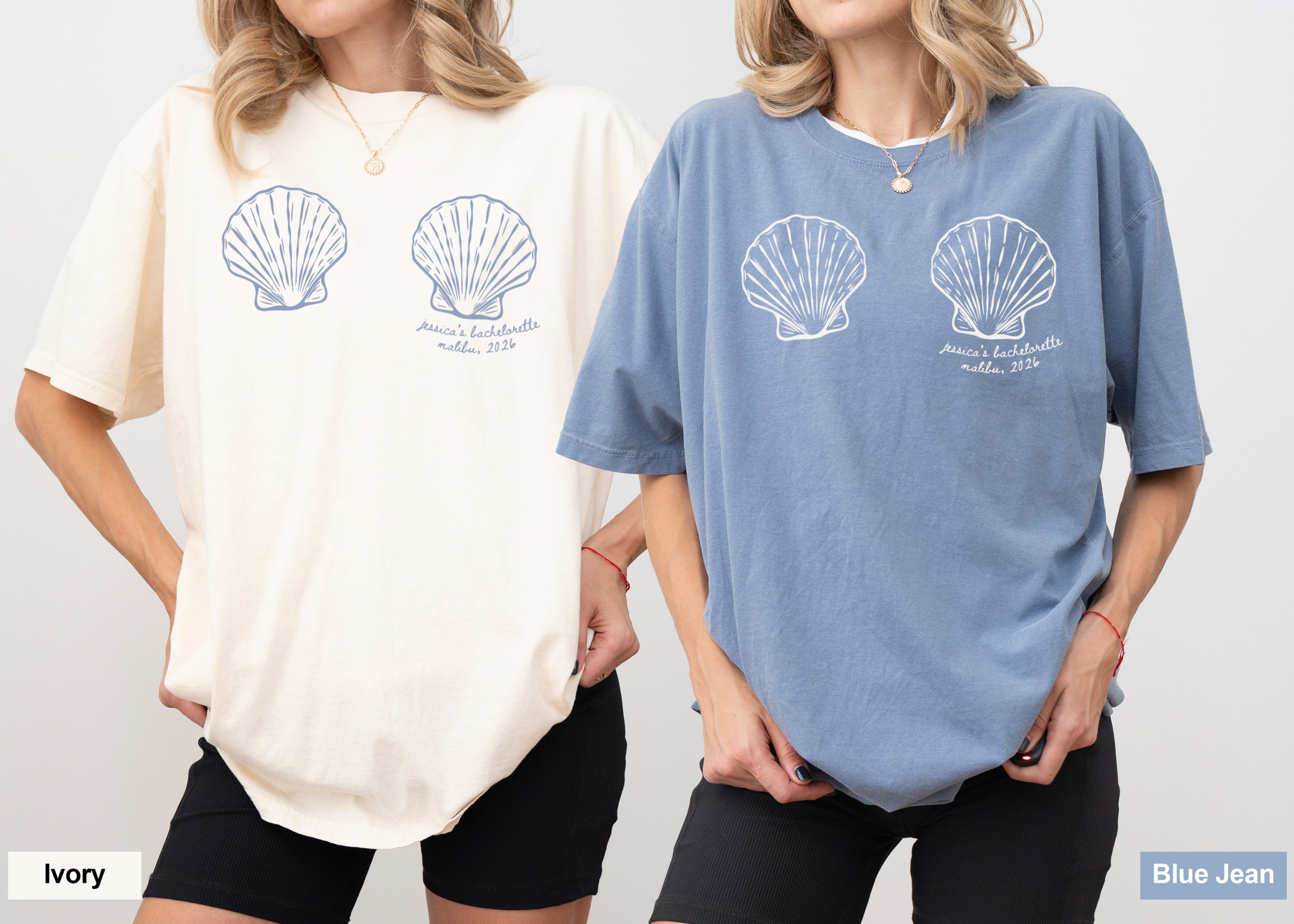 Minimal Seashell Bachelorette Tee for Bride Crew