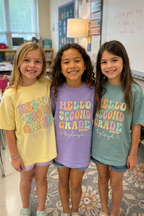 Personalized Hello Second Grade Shirt for Girls, Custom 2nd Grade Kids Tee