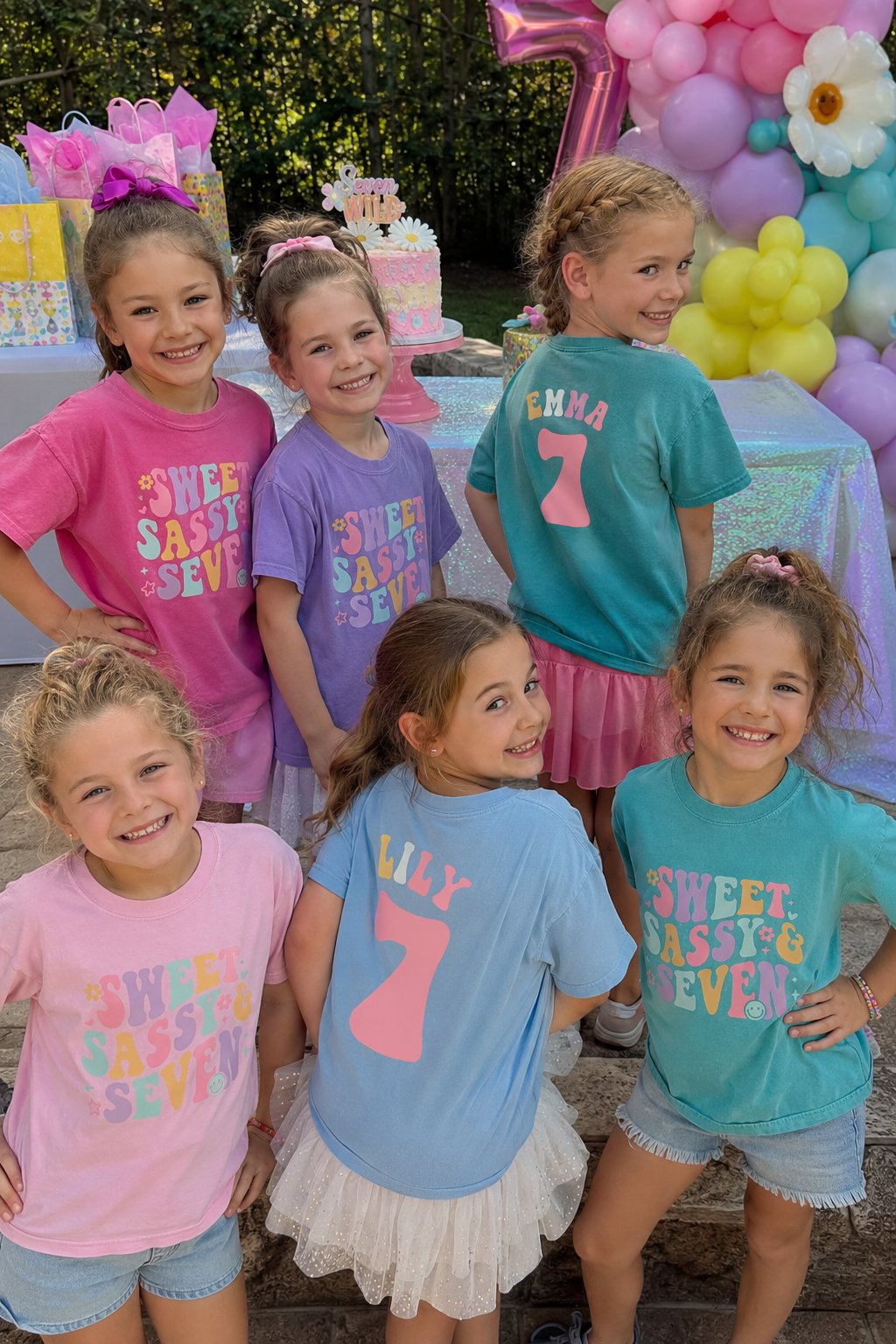 Retro Sweet Sassy Seven - Custom 7th Birthday Girl Shirt - Add Kid's Name