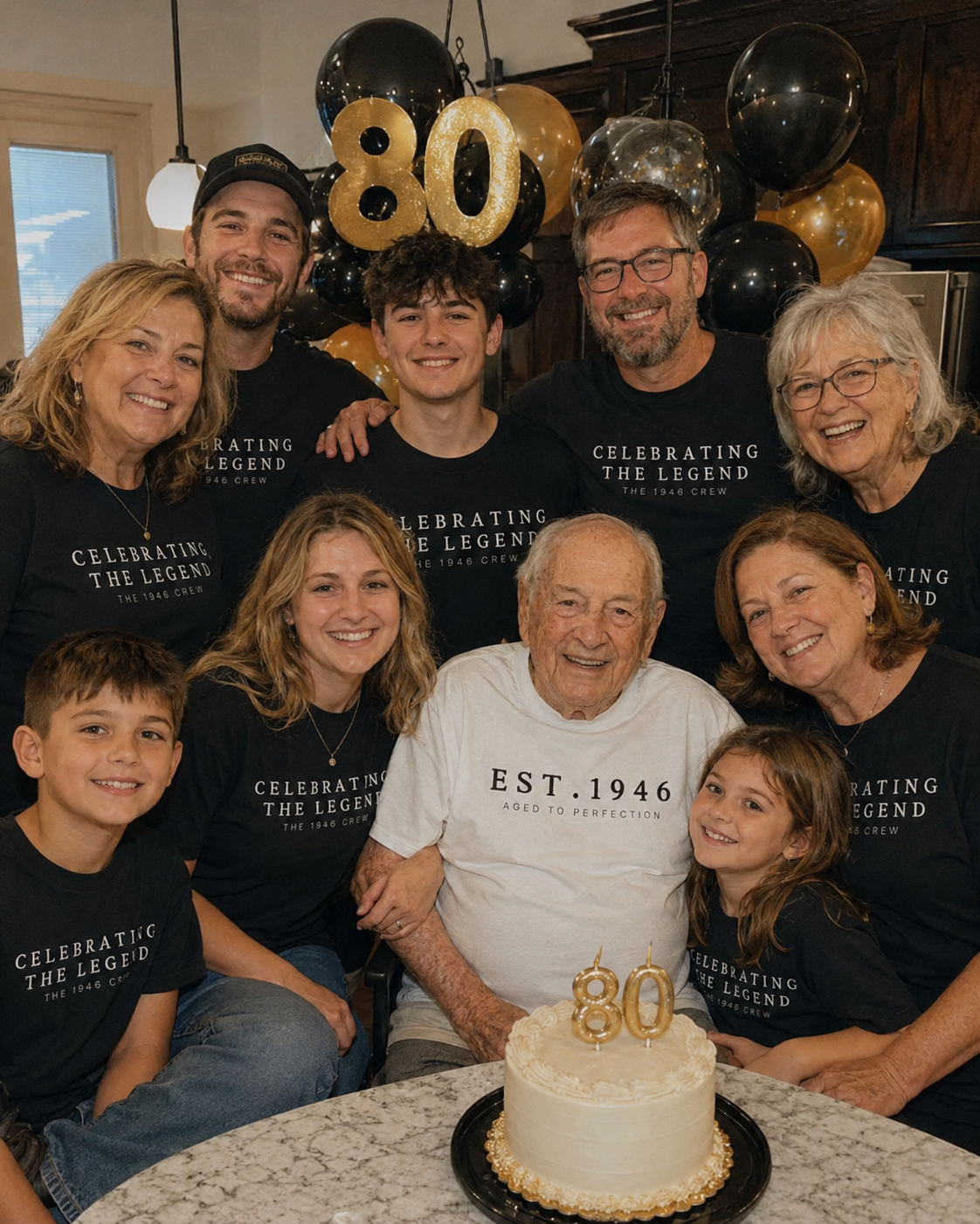 80th Birthday Party T shirts | Matching Birthday Tee Shirt