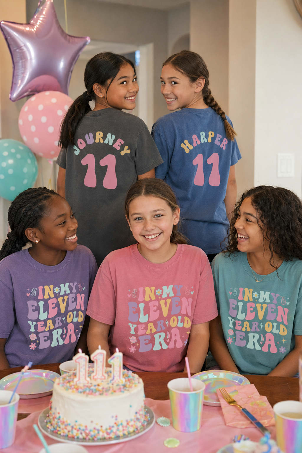 Retro In My Eleven Year Old Era - Custom 11th Birthday Girl Shirt - Add Kid's Name