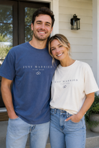 Minimal Just Married Tee - Custom Newlywed Shirt