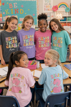 Personalized Hello Third Grade Shirt for Girls, Custom Name 3rd Grade Kids Tee