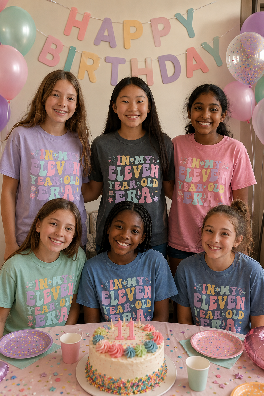 Retro In My Eleven Year Old Era - Custom 11th Birthday Girl Shirt - Add Kid's Name
