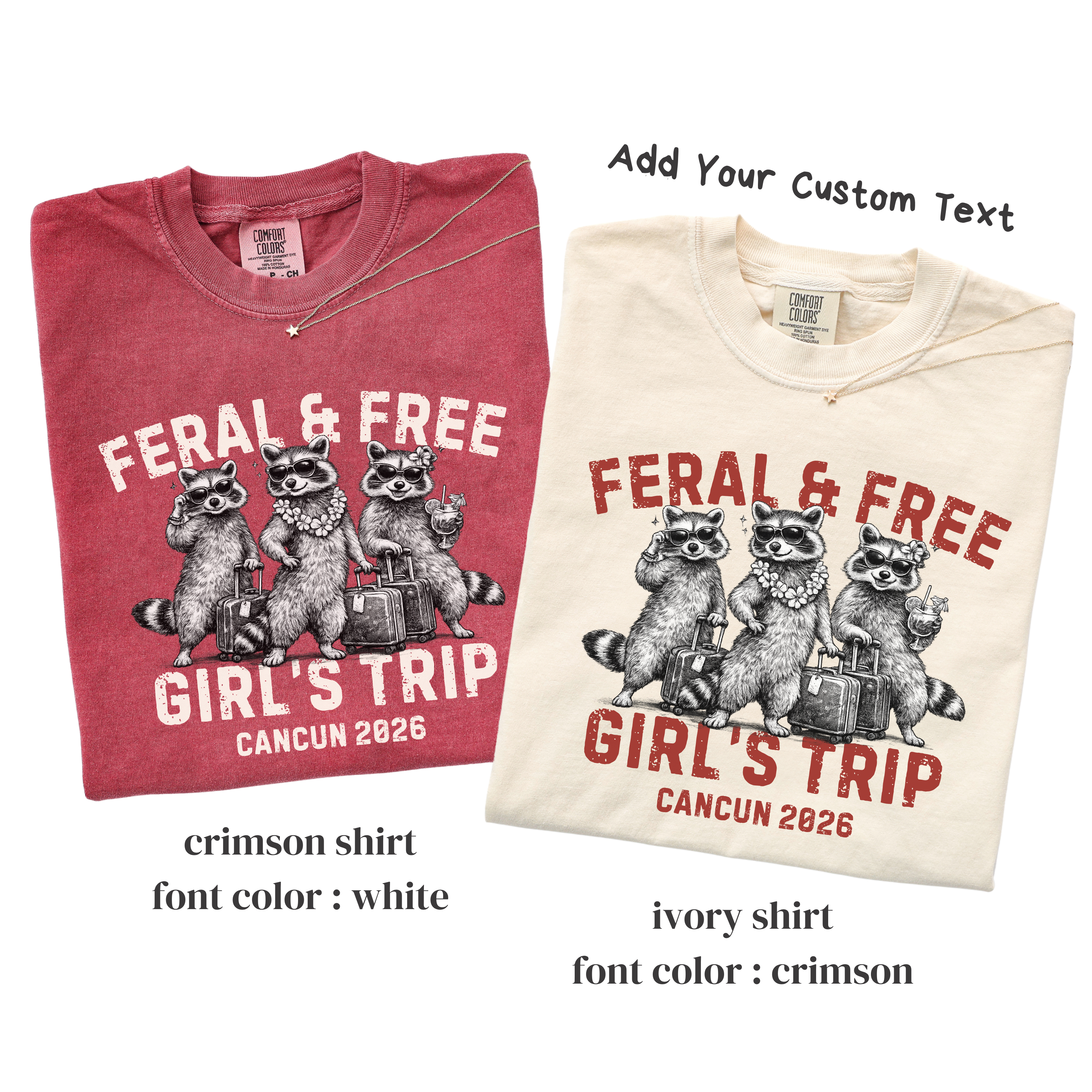 Feral & Free Girls Trip Shirts – Funny Raccoon Vacation Tees