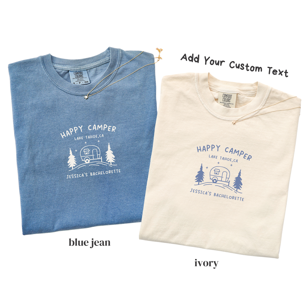 Happy Camper Bachelorette Shirt - Personalized Bride Crew