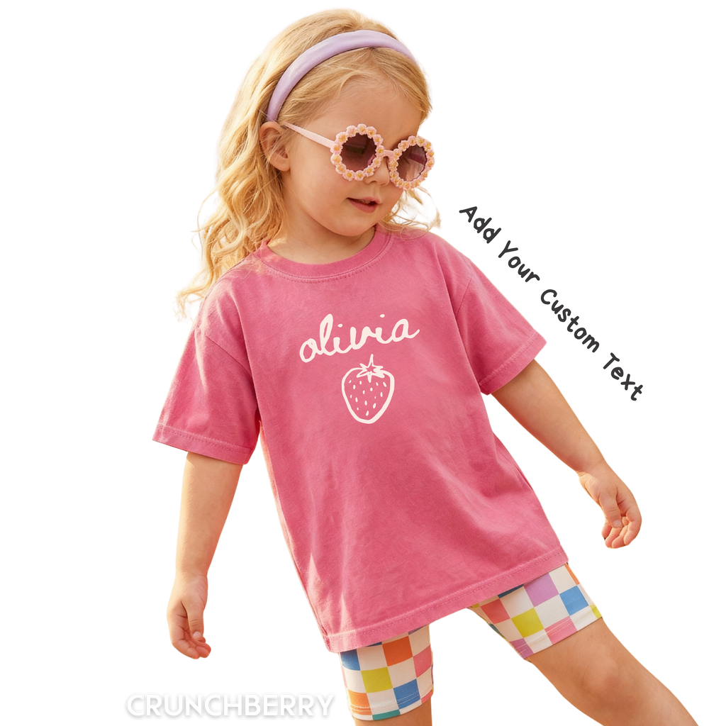 Kid Strawberry Birthday Family Matching Shirts - Custom Text