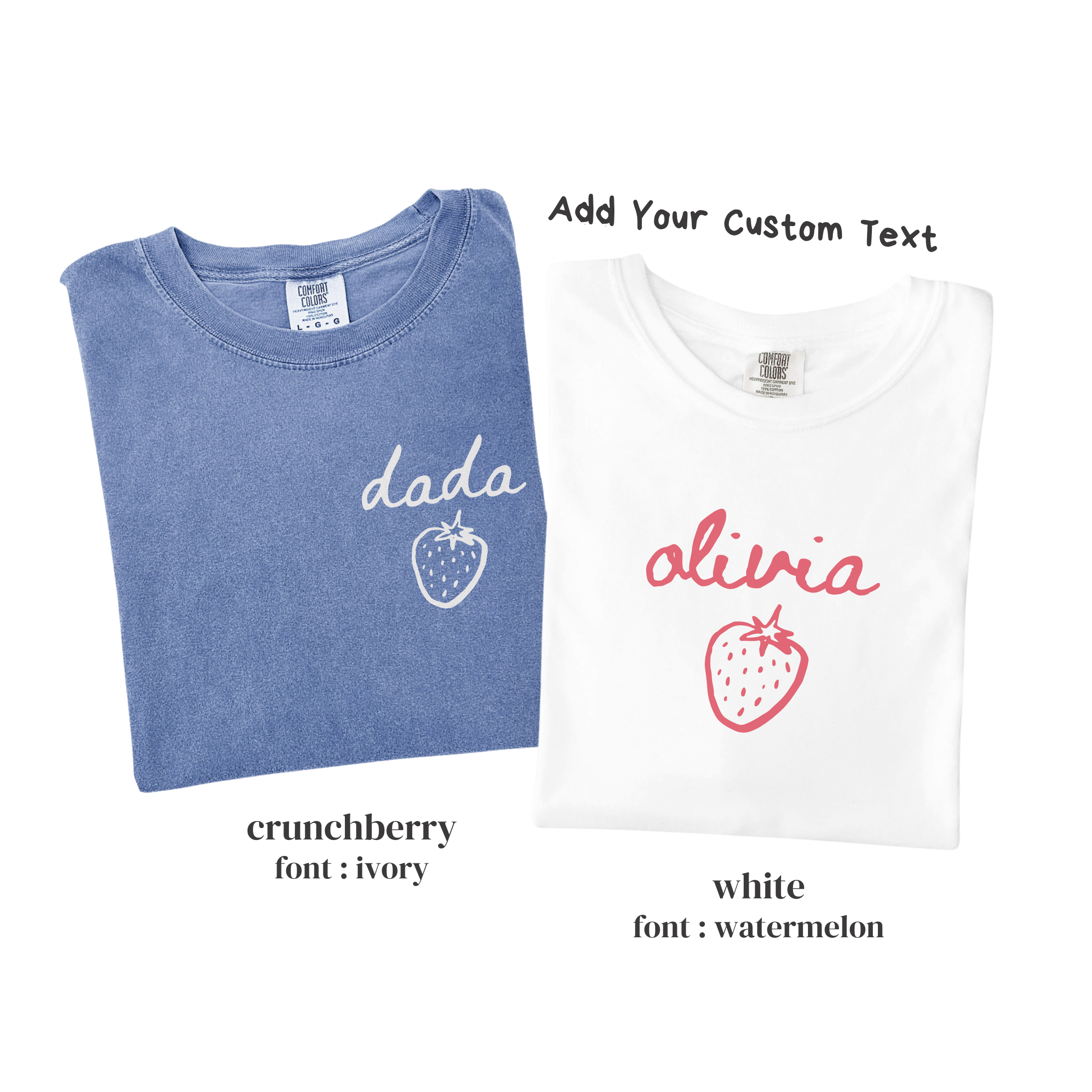 Kid Strawberry Birthday Family Matching Shirts - Custom Text