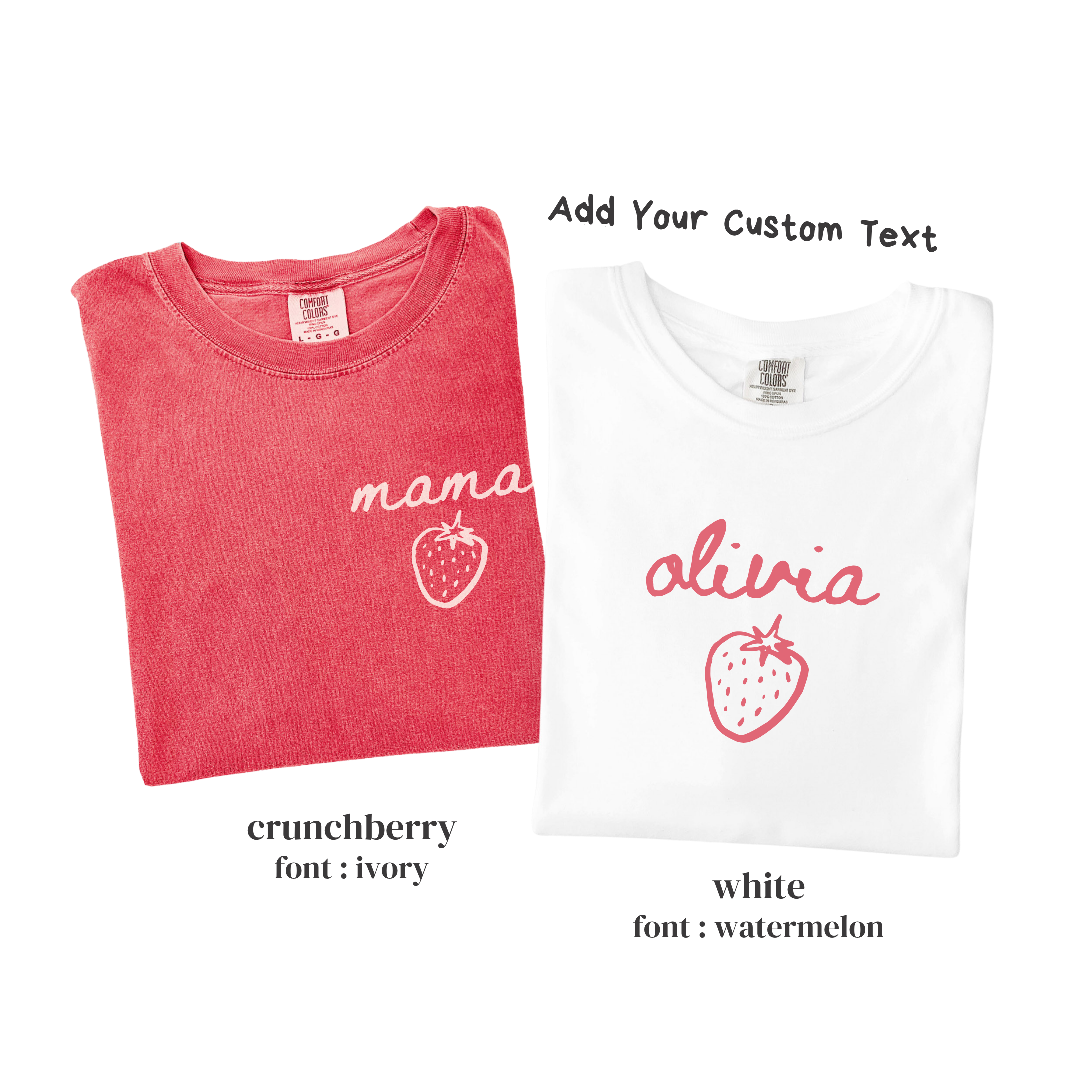 Kid Strawberry Birthday Family Matching Shirts - Custom Text