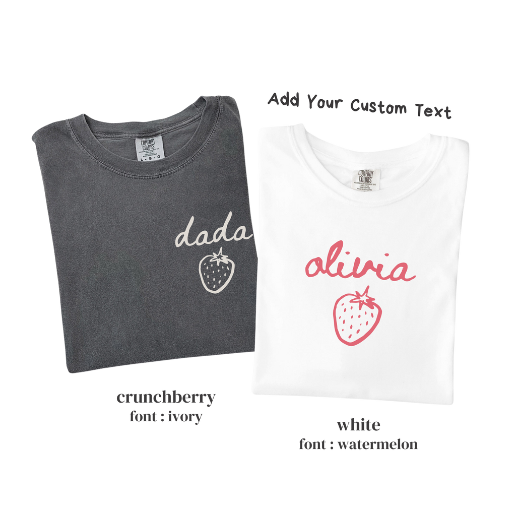 Kid Strawberry Birthday Family Matching Shirts - Custom Text