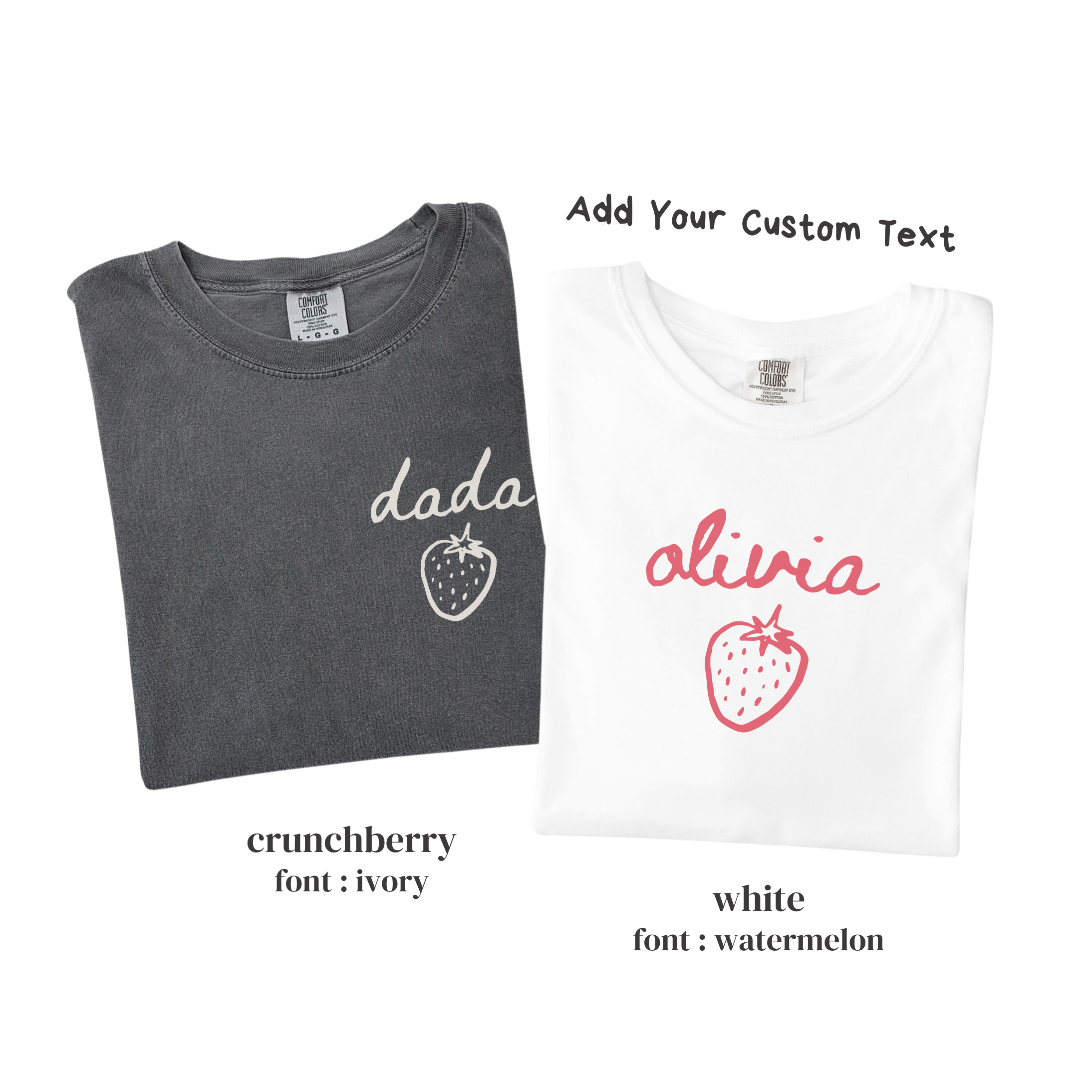 Kid Strawberry Birthday Family Matching Shirts - Custom Text