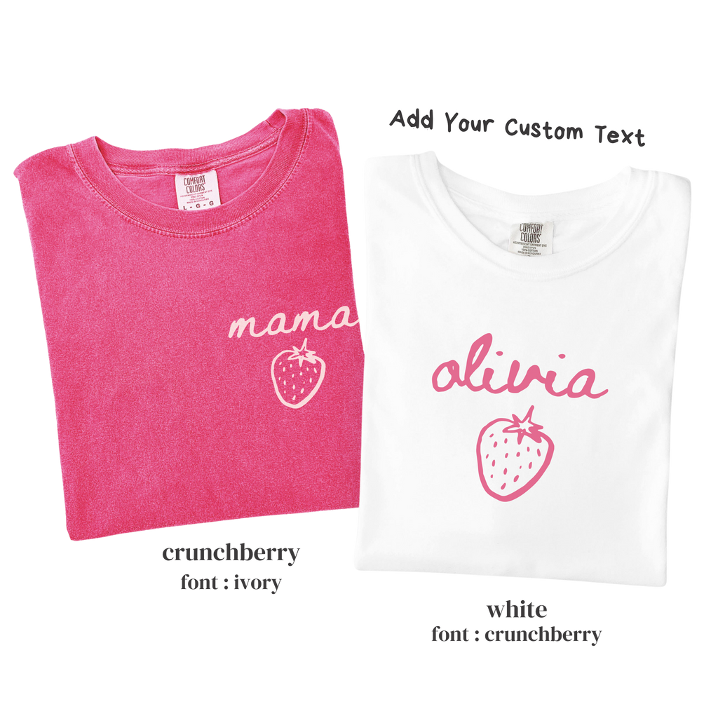 Kid Strawberry Birthday Family Matching Shirts - Custom Text