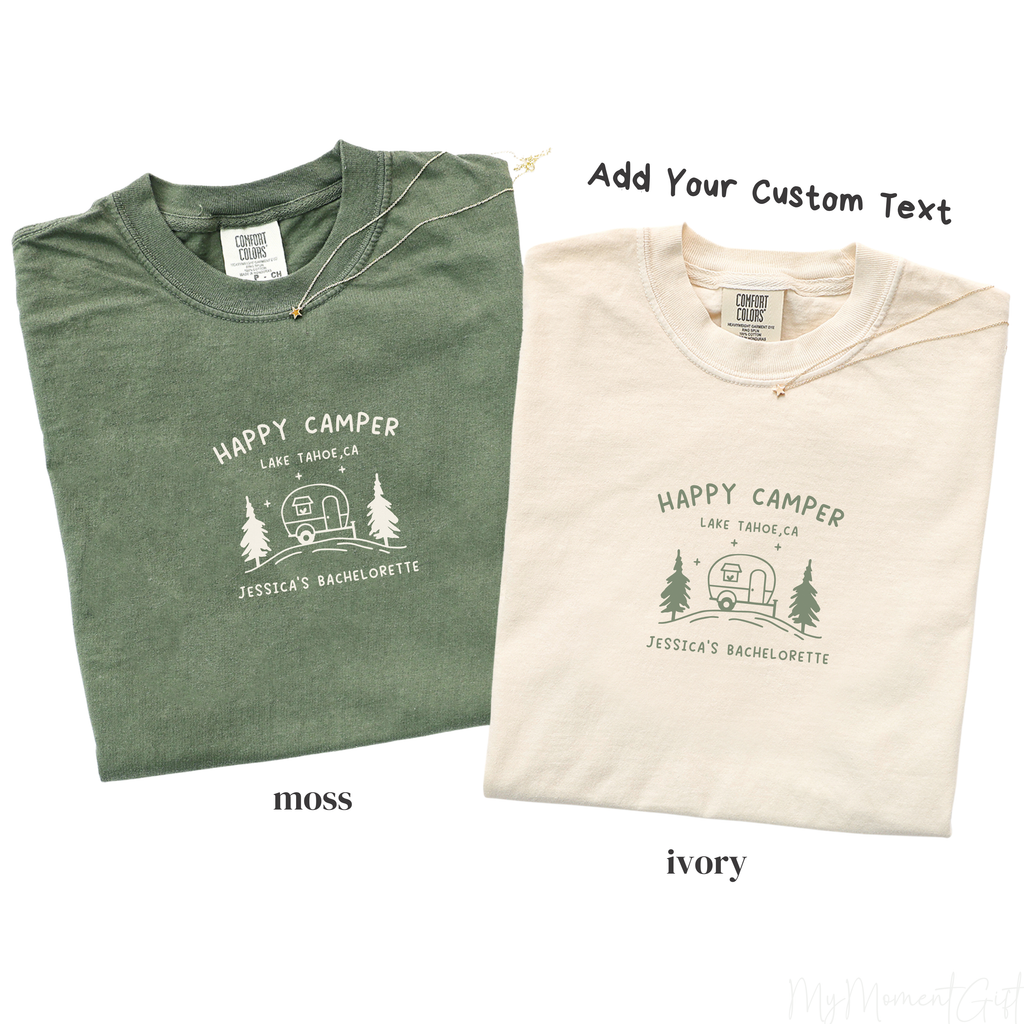 Happy Camper Bachelorette Shirt - Personalized Bride Crew