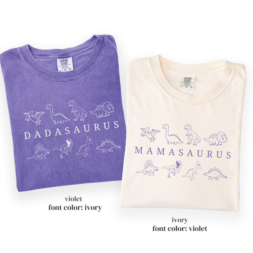 Dinosaur Birthday Family Matching Shirts - Dadasaurus Mamasaurus