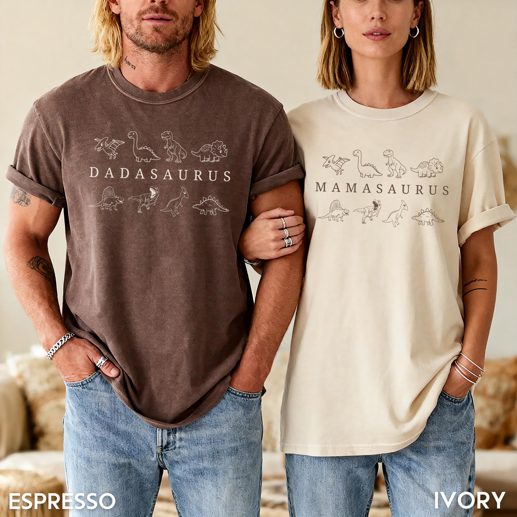 Dinosaur Birthday Family Matching Shirts - Dadasaurus Mamasaurus
