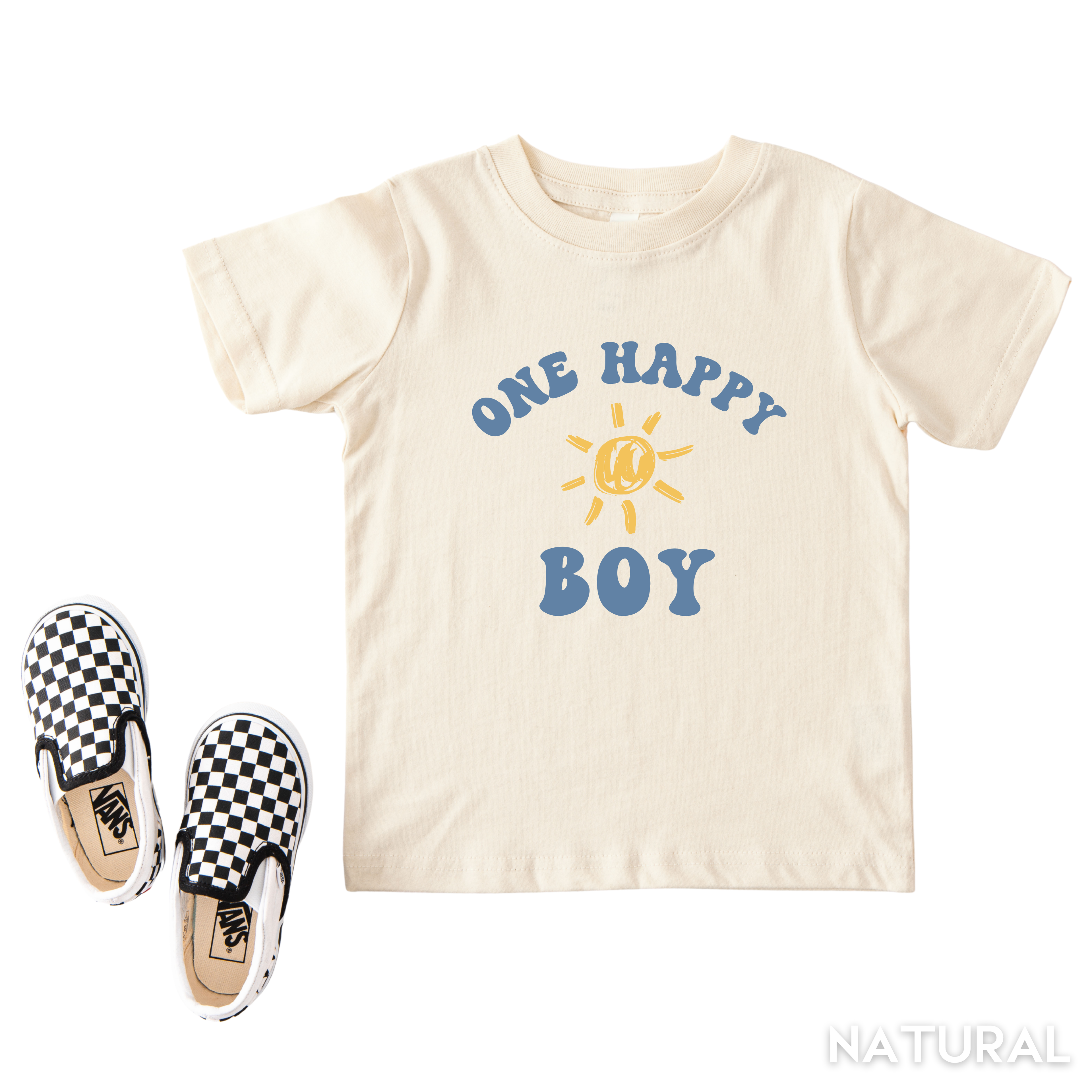 Custom One Happy Boy Birthday Baby T-Shirt | Sun First Birthday Outfits | Sunshine Birthday Theme | First Trip Around The Sun Birthday Outfit