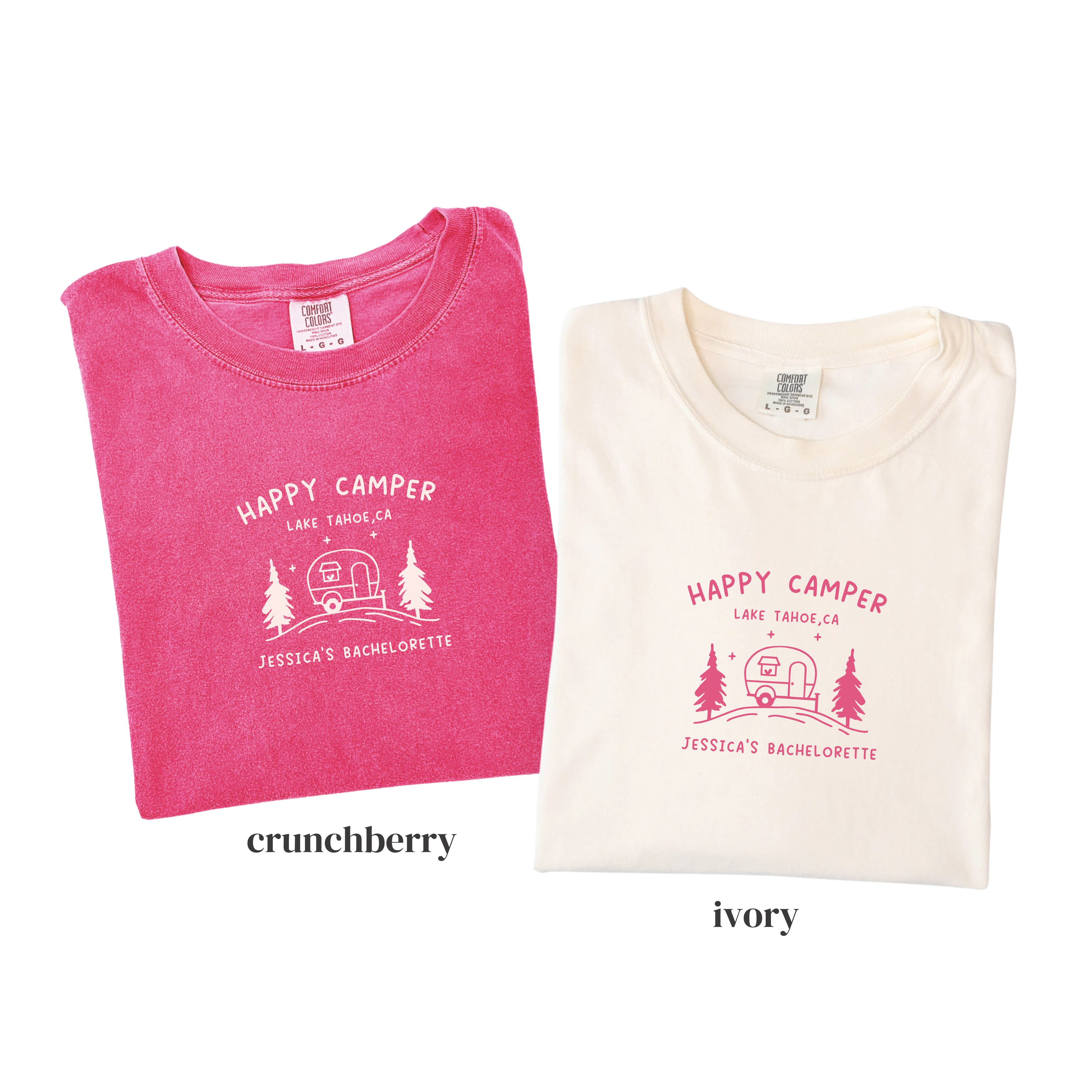 Happy Camper Bachelorette Shirt - Personalized Bride Crew