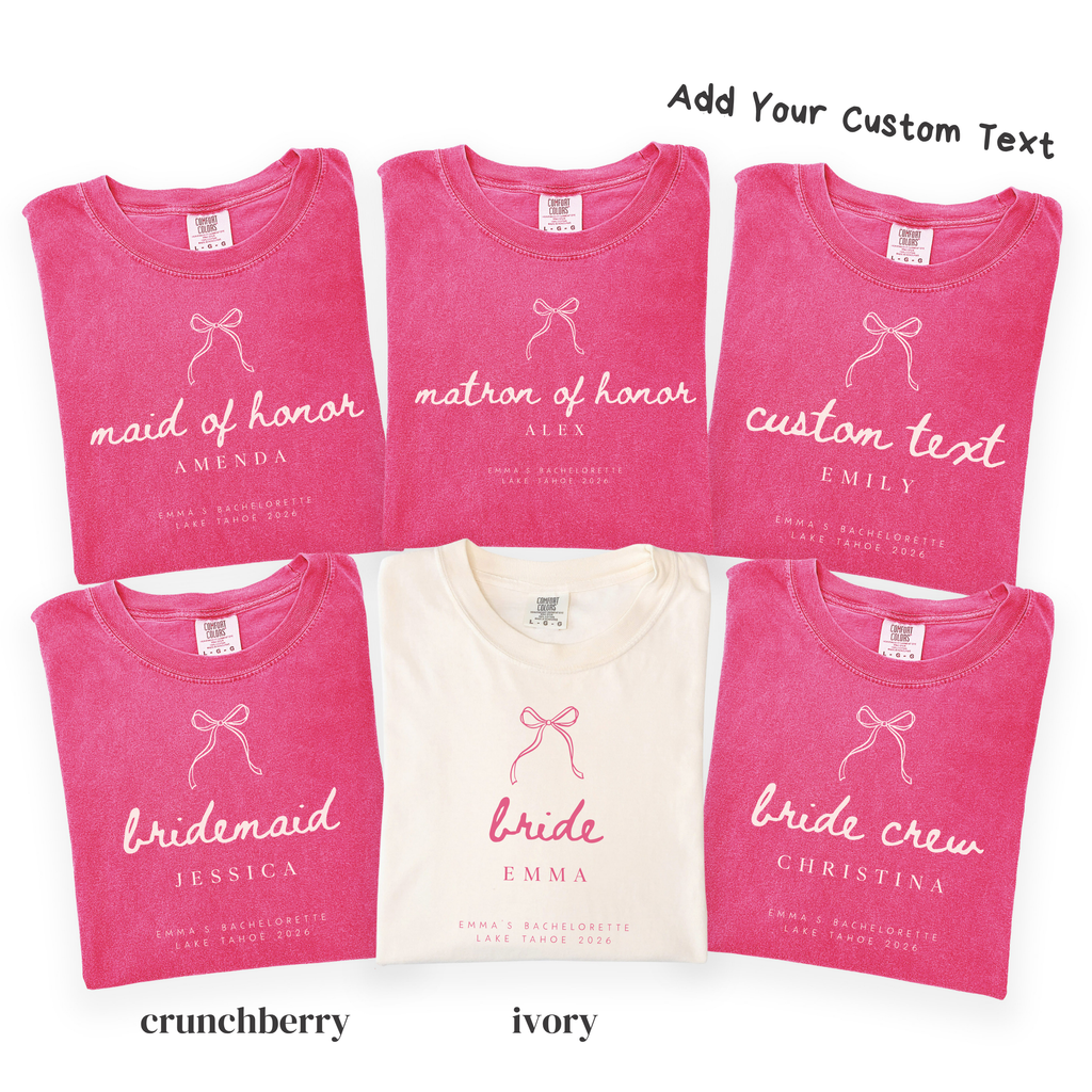 Custom Bridal Party Shirts - Bride, Bridesmaid, Maid of Honor