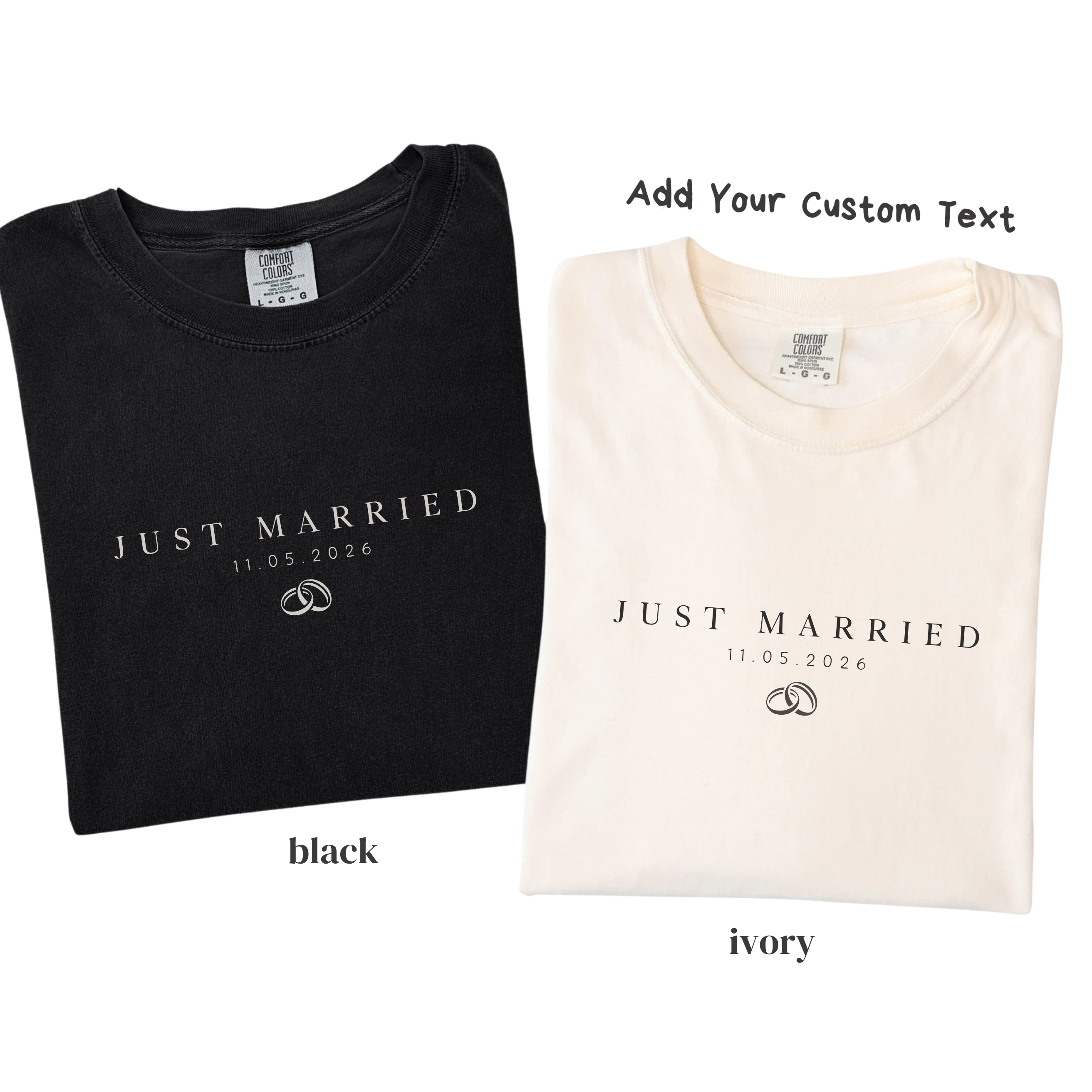 Minimal Just Married Tee - Custom Newlywed Shirt
